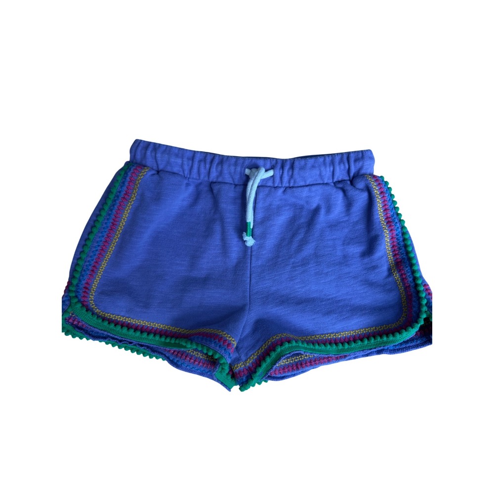 Mini Boden Girls Purple Pom Pom Embroidered Jersey Shorts Size 10Y